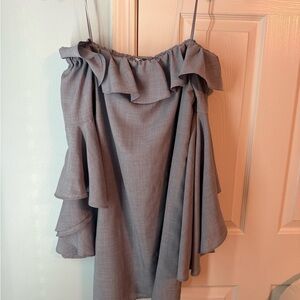 Wayf Light Blue Off-Shoulder Mini Dress